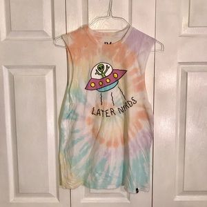 Tie dye alien muscle tank